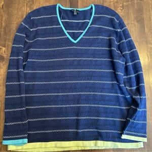 Marble Scotland‎ Womens XXL Sweater Navy Blue Cotton Outdoor Preppy Europe